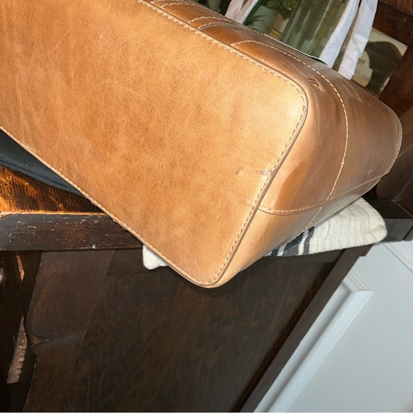 NWT Frye Melissa Leather Shopper Tote Shoulder Bag Beige Brown Retail  $358 - Picture 7 of 12